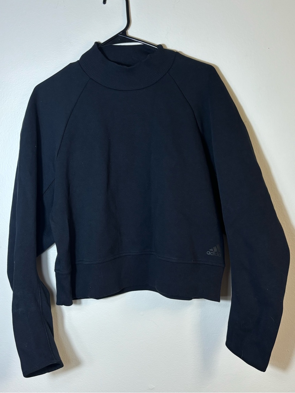 adidas Women's Black Cropped Mock Neck Sweatshirt Sz XL